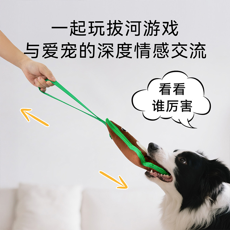 Juguete masticable resistente a mordidas con sonido para gatos y perros, juguete de arrastre para mascotas.