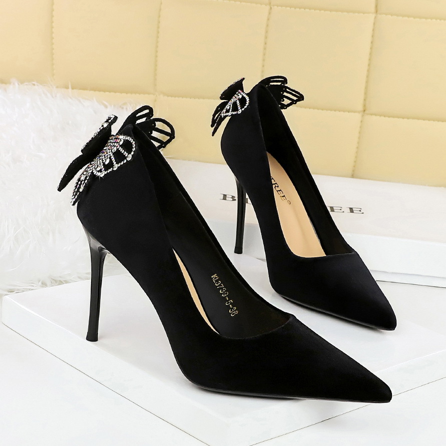 Elegante Damen Stiletto High Heels Mit Strassschleife_voghion.com
