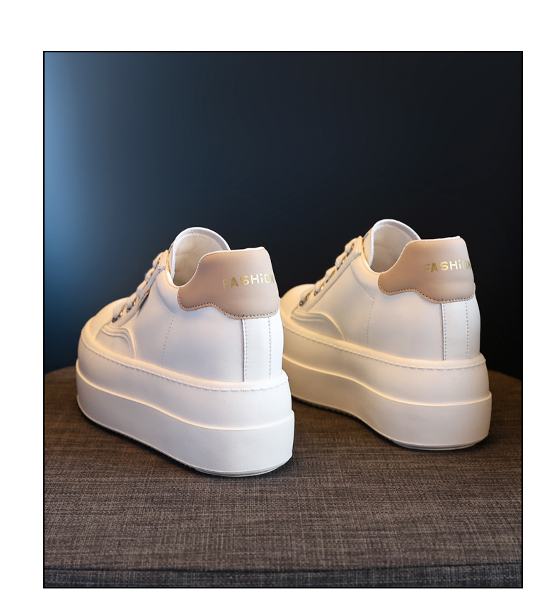 Giày sneaker nữ đế dày tăng chiều cao, phong cách trượt ván, đế mềm — Màu đen be chi tiết 20