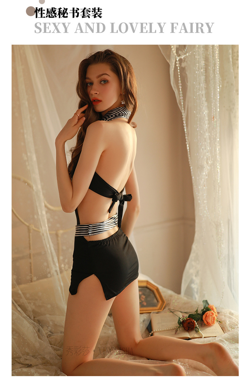Secretary Roleplay Lingerie Set with Mini Skirt, Tie, Belt and Thong — detail image 9