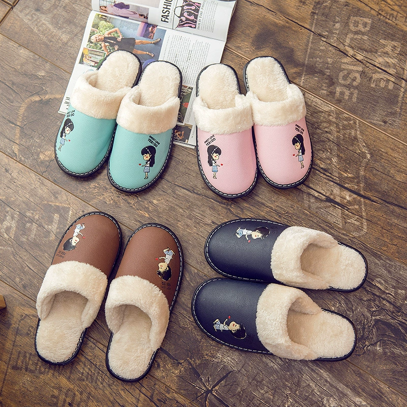 Крытые кожаные тапочки с говяжьим сухожилем зимние хлопчатобумажные тапочки для мужчин и женщин пара теплая внешняя торговля напольные тапочки оптовые производители