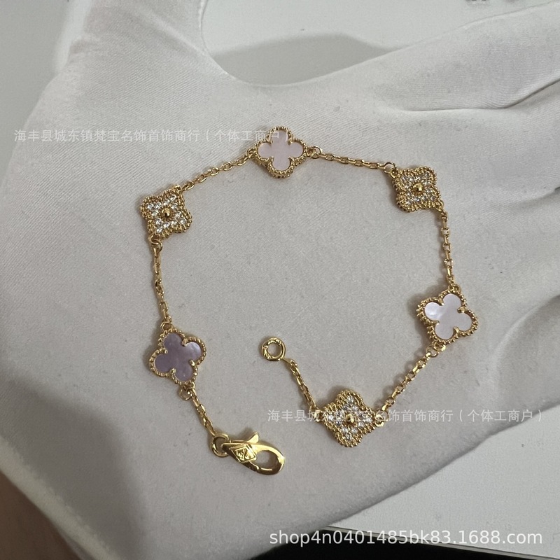 精工高版本mini四叶草红玛瑙六花手链女名媛高级感小众对版现货厂|undefined