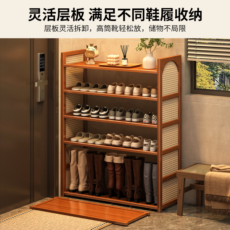 Estante de zapatos de tela de caña multicapa simple sala de estar doméstica de acabado económico de almacenamiento estante de almacenamiento ahorro de espacio gabinete de zapatos
