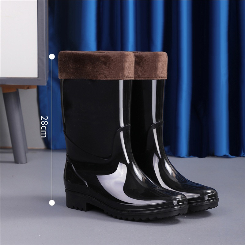 Comercio exterior de alto tubo de protección laboral para hombres zapatos de lluvia gruesos zapatos de lluvia impermeables al aire libre anti-deslizante extra alto calentamiento de lana zapatos de agua