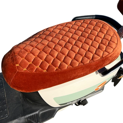 Electric Pedal Motorcycle Cushion Cover Motorcycle cushion - brown-plus-no