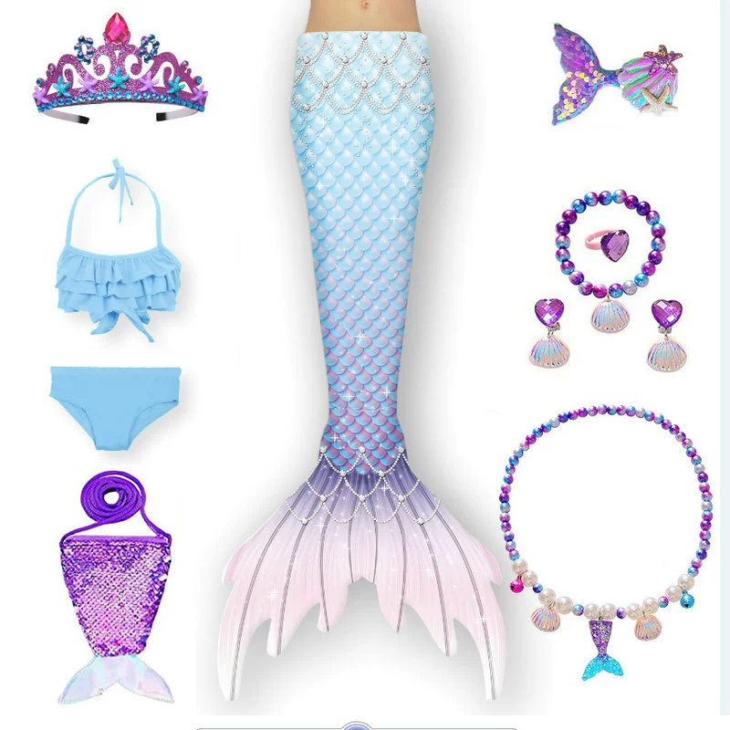 2024 Летний детский купальник русалка хвост русалка платье принцессы спа костюм три части Амазонка