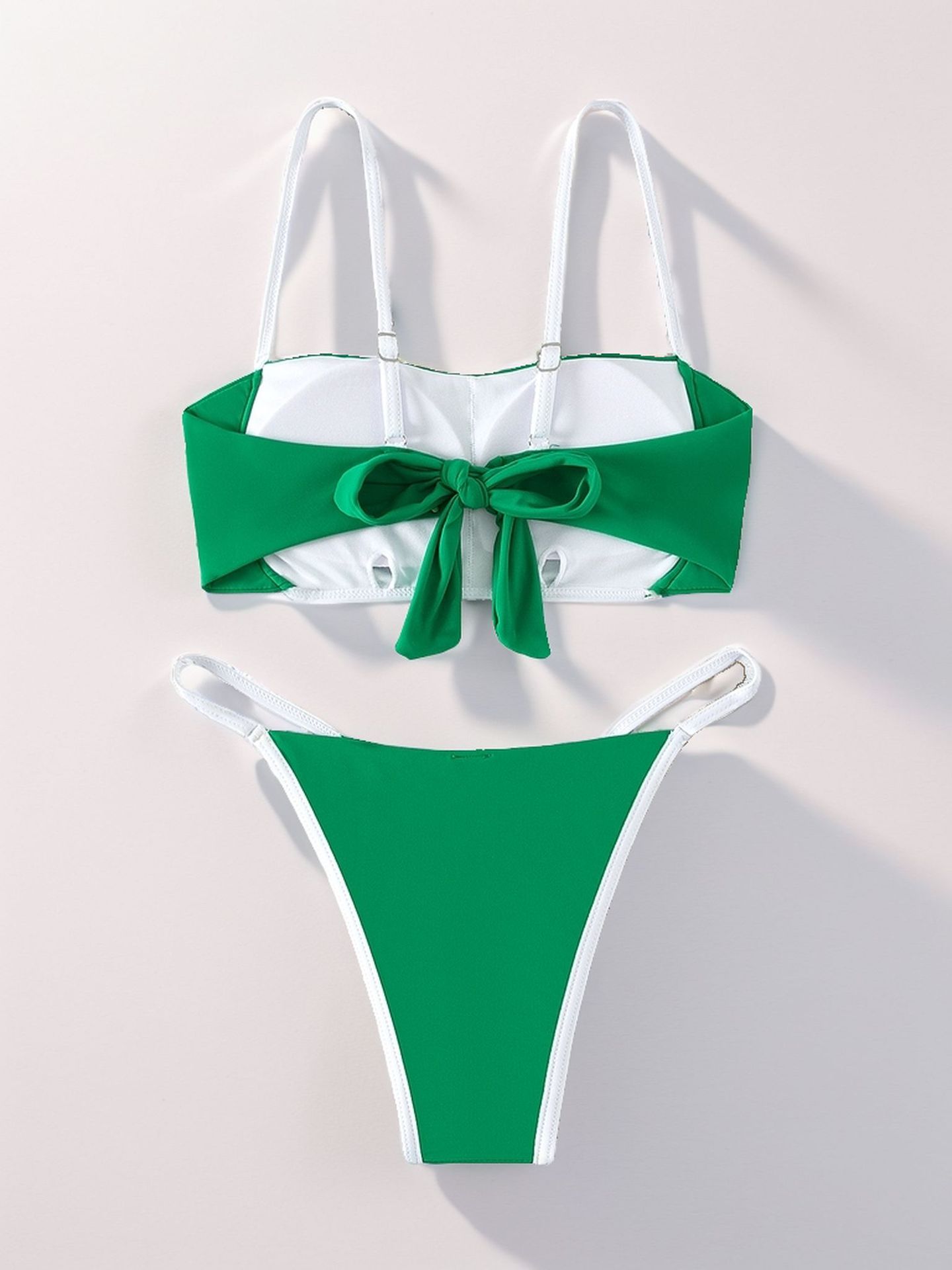 New Sexy Low Waisted Bikini Color Block Lace-Up Two Piece Swimsuit Women's Clothing_ecoleips.com
