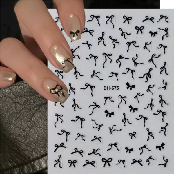 Gold Foil Bow Nail Stickers with Adhesive Backing, Simple and Versatile Bow Nail Art Stickers Accessories Dh675