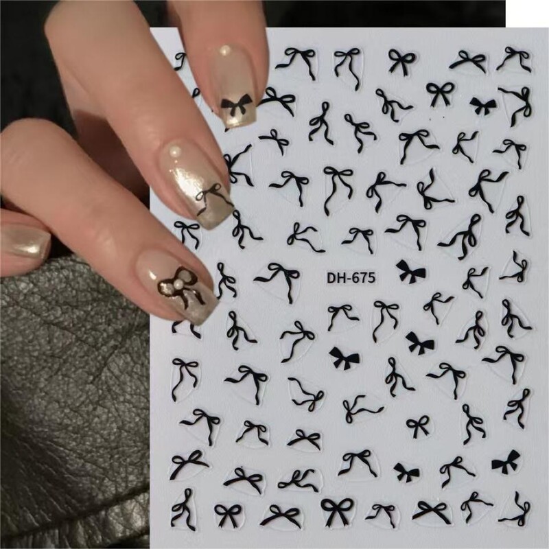 Gold Foil Bow Nail Stickers with Adhesive Backing, Simple and Versatile Bow Nail Art Stickers Accessories Dh675 Gold Foil Bow Nail Stickers with Adhesive Backing, Simple and Versatile Bow Nail Art Stickers Accessories Dh675