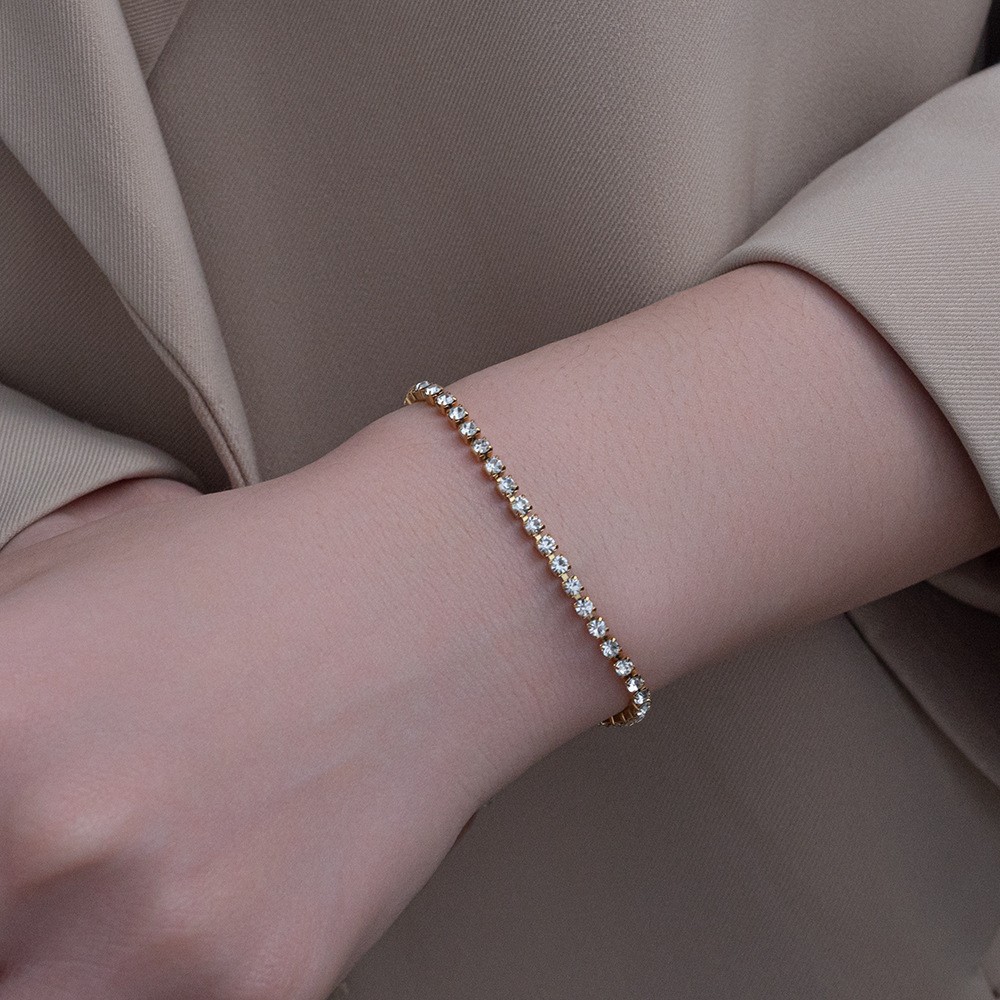 Simple Style Shiny Solid Color Titanium Steel Plating Inlay Zircon Tennis Bracelet display picture 1
