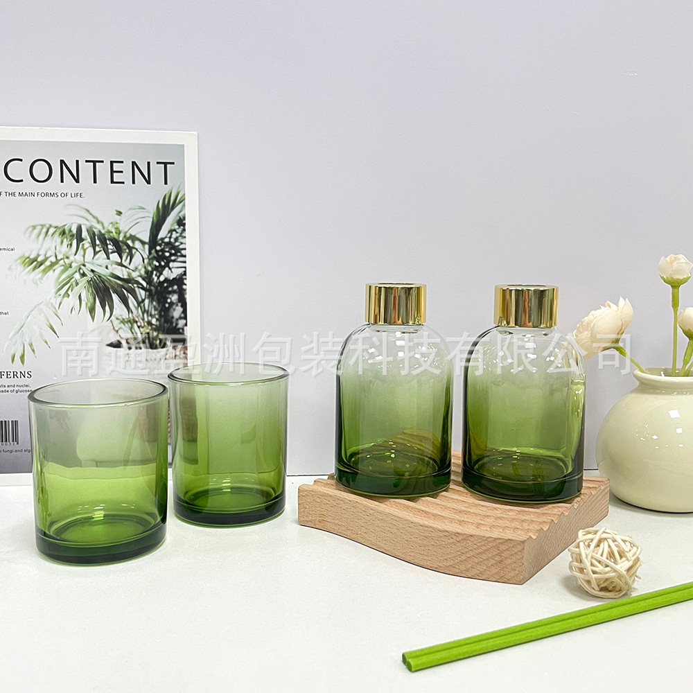 Nuevos productos al por mayor con múltiples especificaciones de la misma serie de botellas de vidrio aromáticas, tazas de velas, botellas volátiles sin caña de fuego, soporte de botellas de vidrio