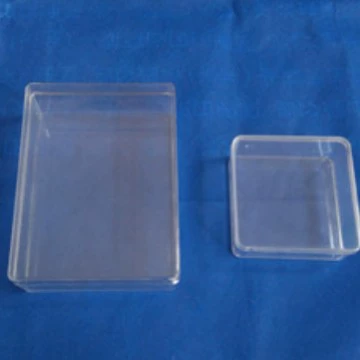 Small transparent sample, stand, storage box
