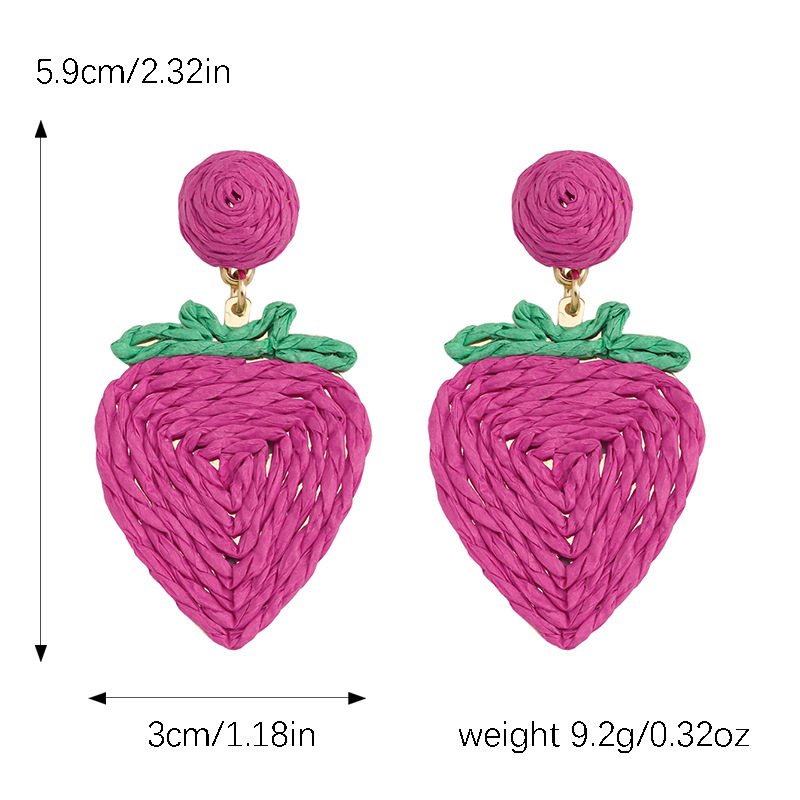 10g Weight 304 Stainless Steel Ear Needle Material Drop Earrings Classification 1 Pair Quantity Beach, Date, Tea Party Occasion raffia Material Heart Shape, Strawberry, Butterfly Pattern Women's Gender Bohemian Style 1 Pair Bohemian Heart Shape Strawberry Butterfly Raffia Drop Earrings 无