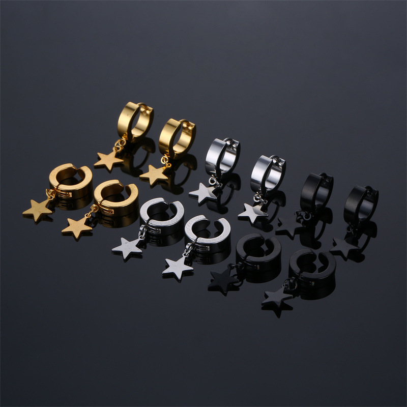 9g Weight Drop Earrings Classification 1 Piece Simple Style Pentagram Stainless Steel Plating Drop Earrings