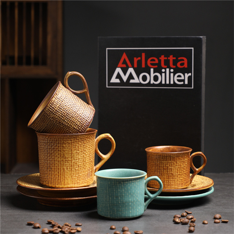 Italian Espresso Ceramic Mug And Saucer Set For Afternoon Tea_voghion.com