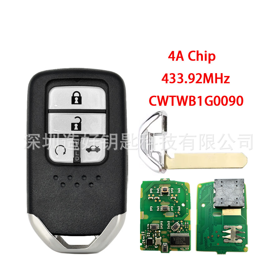 Cwtwb1G0090 Is Suitable for Honda 10Th Generation Accord 18-21 Smart Car Key Remote Control 4A Chip 433Mhz