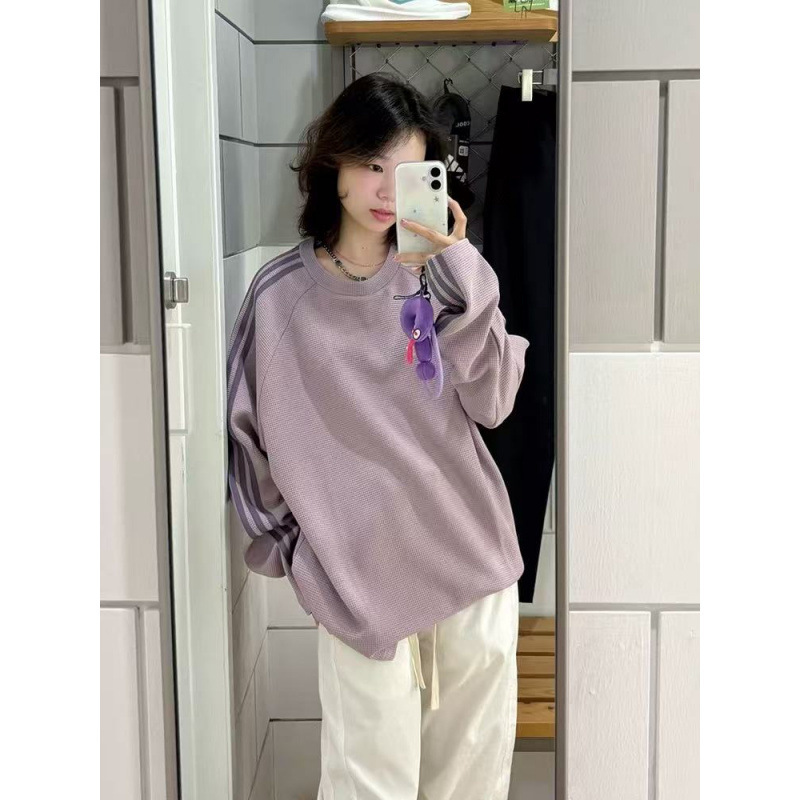 American Retro Lace Splicing Long-Sleeved T-Shirt for Women in Spring & Fall Thin Fat mm Loose Slimming Look Design Niche Tops