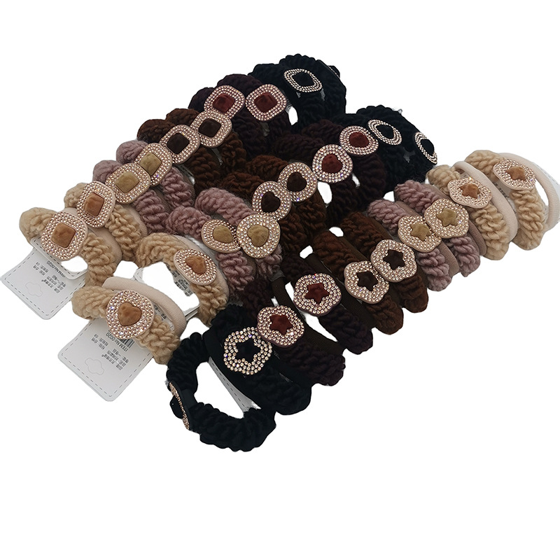 A2937 Círculo de Diamante Twist cuerda dos bandas de goma cuerda de pelo banda de pelo chica tocado corbata de pelo 2 yuanes tienda