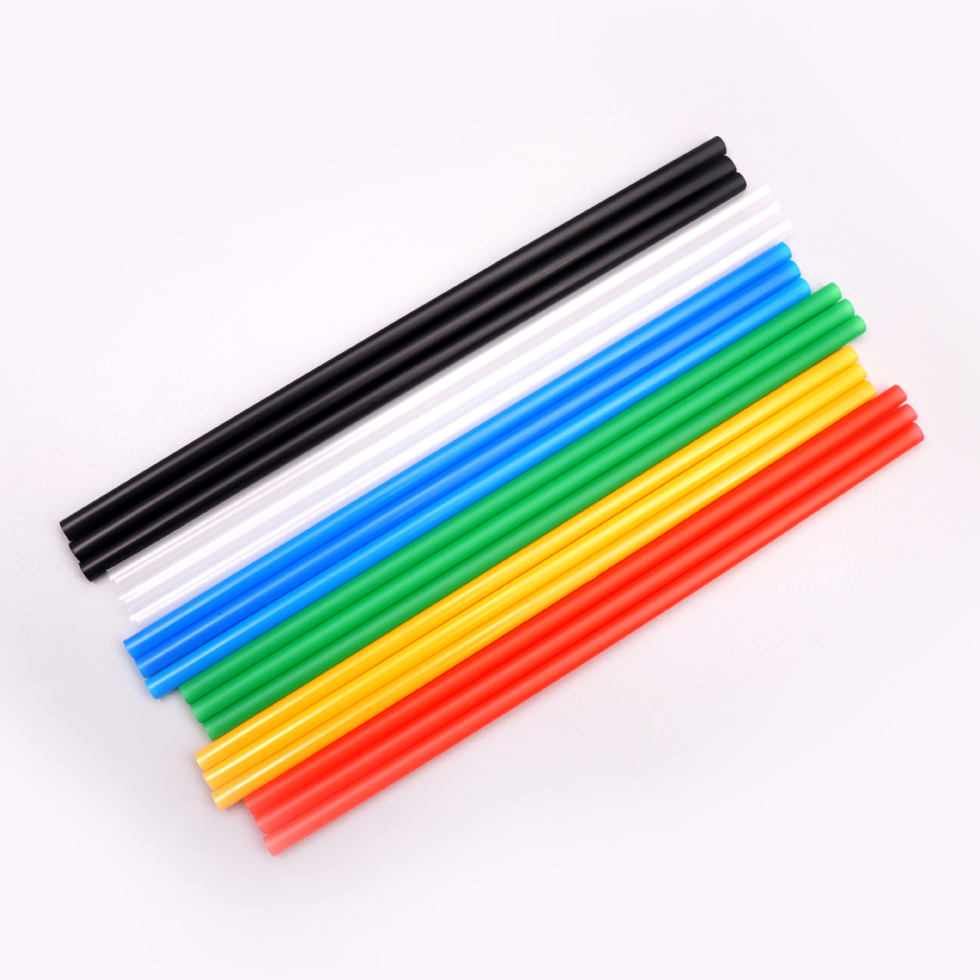 Single-use plastic drinking straws, colored flat straight tubes 7*255mm, children's creative DIY craft straws, 100 pieces/pack
