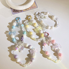 新款diy蝴蝶結珠珠掛鏈手提鏈短款手繩通用手機殼ccd相機手機掛繩