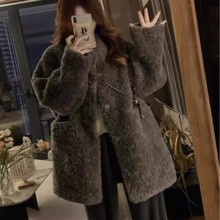 慵懒感羊羔毛皮毛一体环保皮草外套女中长款2026秋冬宽松毛毛大衣