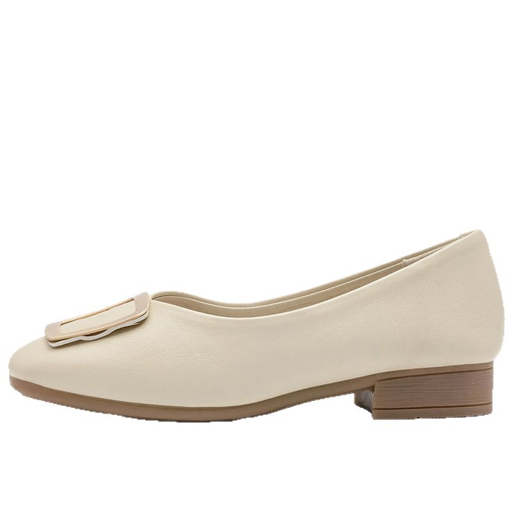 2026 verano nuevo estilo coreano de zapatos de cabeza cuadrada de piel suave zapatos de piel suave simple zapatos de cuero de talón grueso zapatos de talón bajo