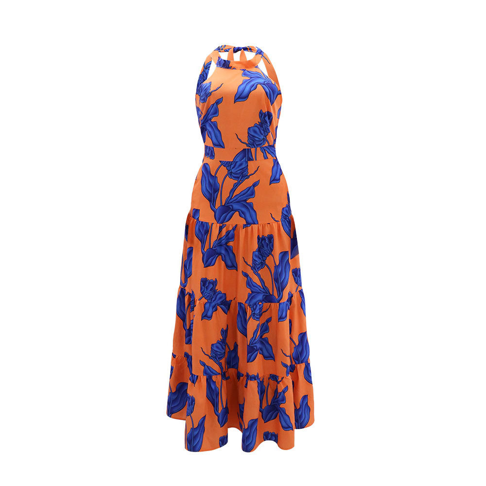 Women's Regular Dress Elegant Halter Neck Printing Sleeveless Printing Maxi Long Dress Daily display picture 6