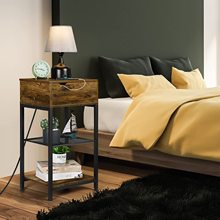 復古風鐵藝家具帶電源插座邊桌邊櫃可翻蓋床頭櫃沙發茶具擺放邊櫃