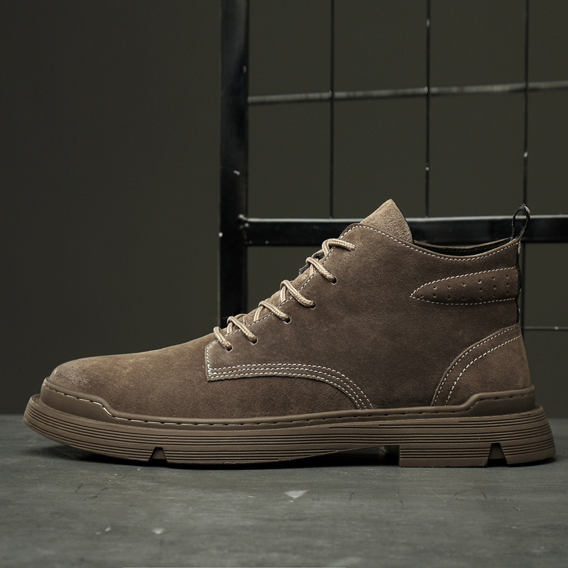 Casual Men's High-top Outdoor Martin Boots Frosted Lace-up Round Toe Martin Boots Autumn and Winter New All-match Korean Style Trendy Shoes Casual Men's High-top Outdoor Martin Boots Frosted Lace-up Round Toe Martin Boots Autumn and Winter New All-match Korean Style Trendy Shoes