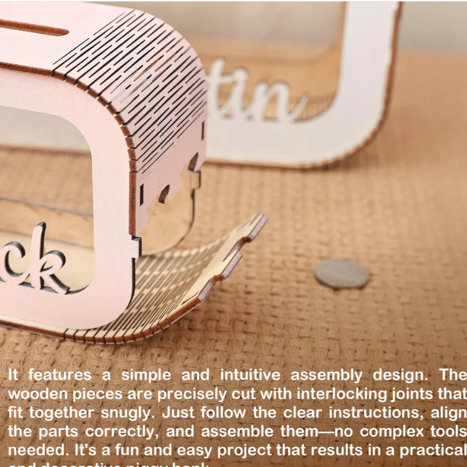 Personalizado lindo depósito de dinero pequeño animal de energía lata de moneda, caja de dinero de madera caja de regalo para niños