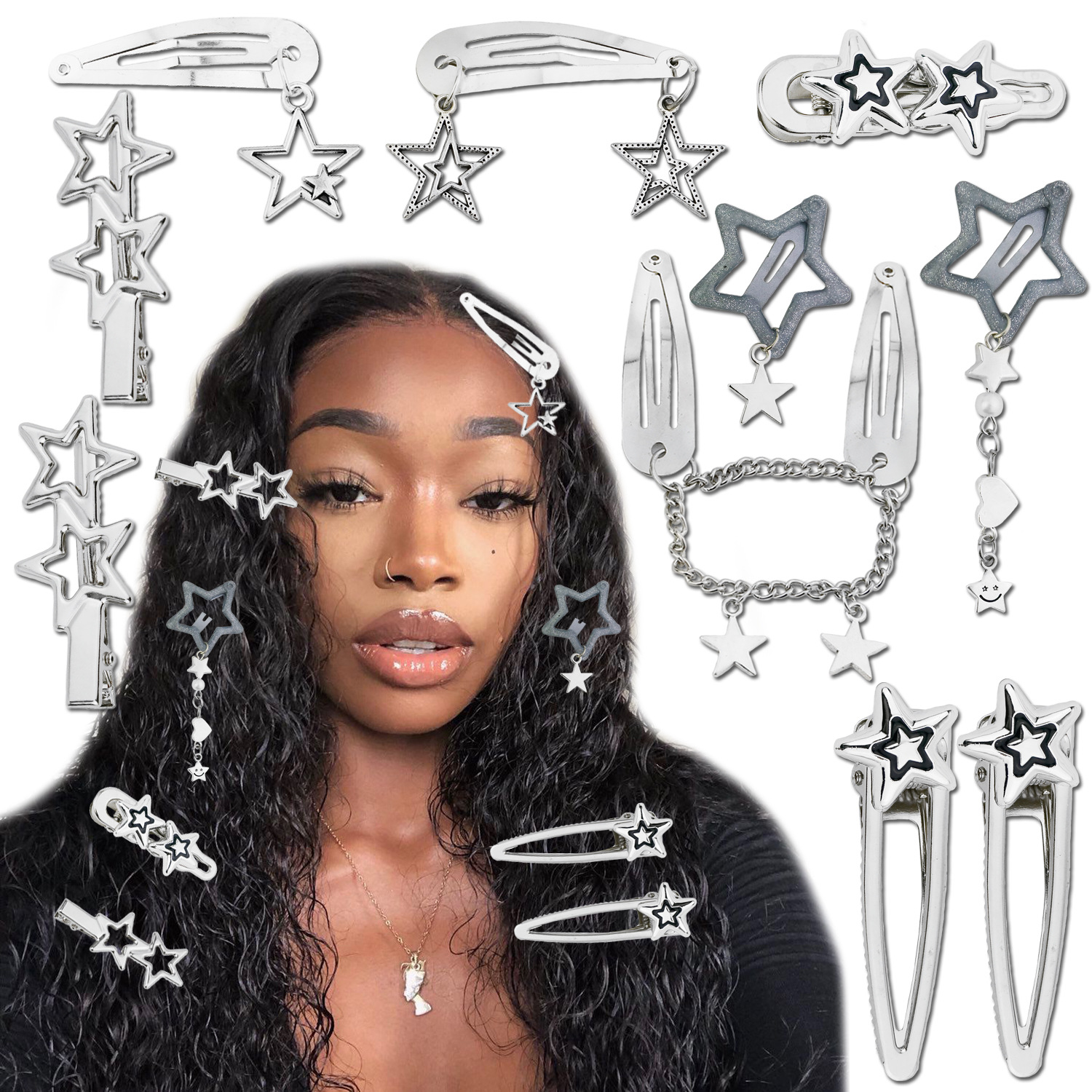 45g Weight Charm Hair Clips Hair Accessories Type 1 Set Quantity IG Style Cute Women's Star Alloy Charm Hair Clips