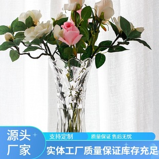 Factory fixed glass transparent vase simple machine pressure glass vase wholesale living room decoration large vase