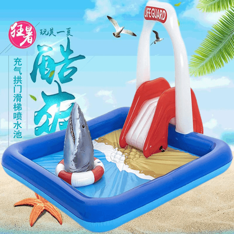 Cross-Border Inflatable Arch Swimming Pool, Outdoor Kidsren's Entertainment, Shark Slide, Spray Pool, Ocean Ball Bathing Pool