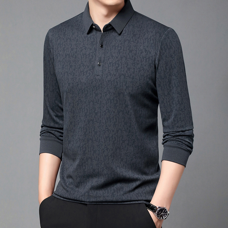 2025 New Autum Men's Long-Sleeved Polo Shirt Middle-Aged Business Casual Dad Comfortable Printed Lapel T-Shirt for Men 2025 New Autum Men's Long-Sleeved Polo Shirt Middle-Aged Business Casual Dad Comfortable Printed Lapel T-Shirt for Men