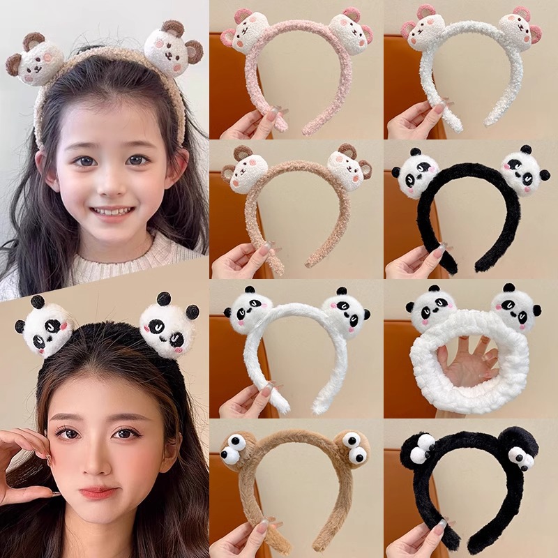 Caricatura encantadora para niños oso nuevo otoño invierno niñas peluche prensar el cabello banda de cabello no estrangulación cabeza cabeza alta cabeza
