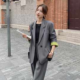 高级感灰色气质西装套装女春秋2024新款今年流行西服阔腿裤两件套