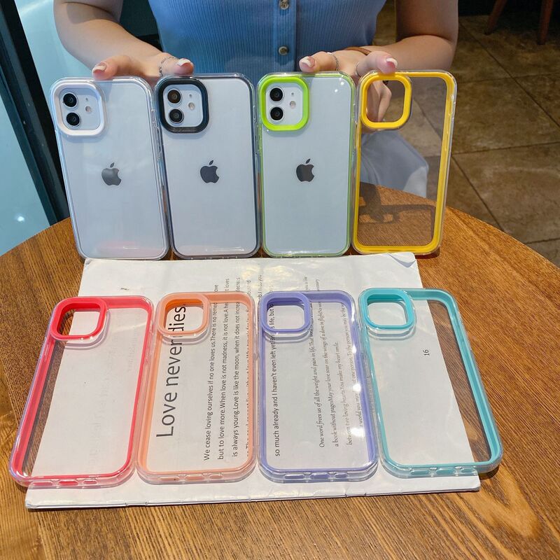 Transparent Three-In-One Case Suitable for iPhone 18 Pro Max, Apple 17, 16/15 Candy-Colored Frame, 14/13