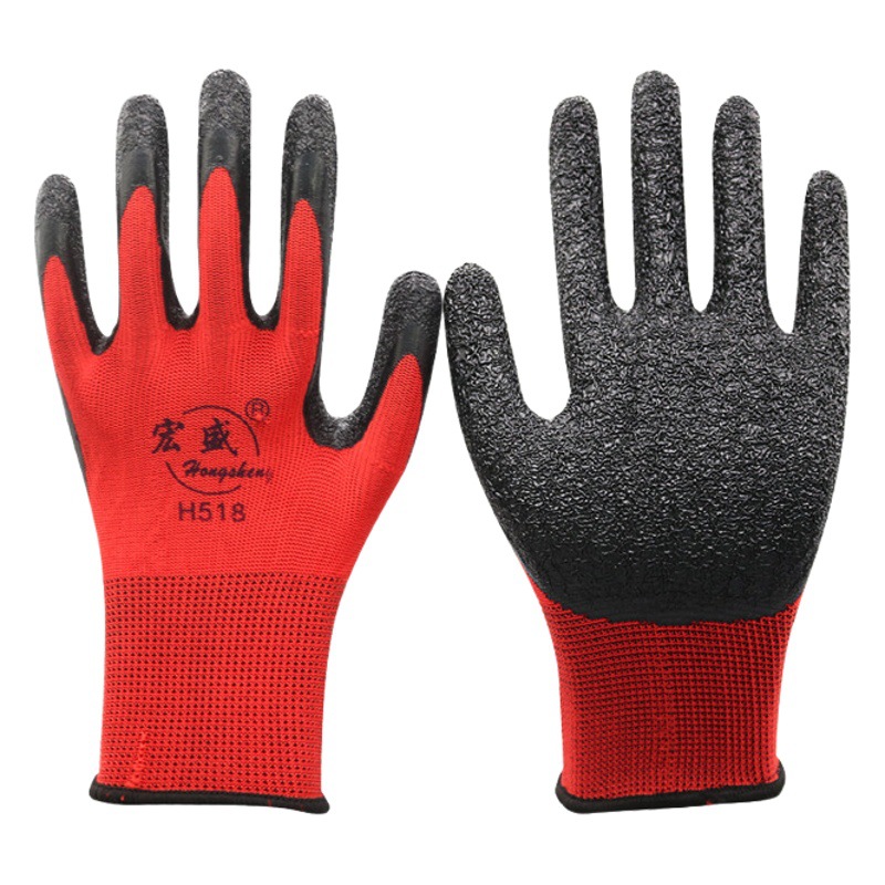 13-aguja guantes de látex antideslizantes resistentes al desgaste sumergido sitio de construcción trabajo guantes de protección laboral al por mayor