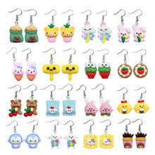 日韩趣味可爱卡通动物冰淇淋仿真表情锤子耳环创意童趣个性耳饰女