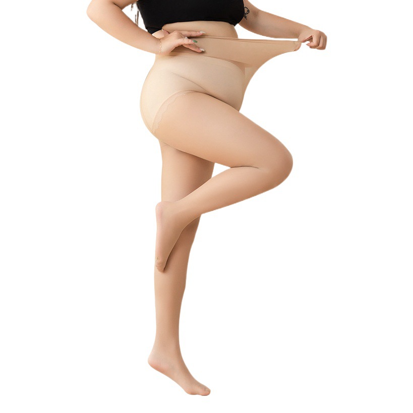 Medias de seda talla grande chica gordita de mujer Anti-enganche de seda antideslizante pantimedias negras verano Delgado alargado artefacto de pierna ligera