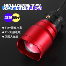 户外钓鱼灯夜钓灯激光炮灯头大功率镭射炮强光蓝光黄光12V5V