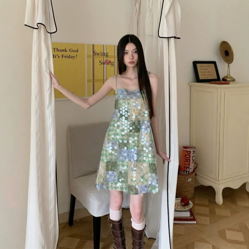 Beautiful Summer Dresses, Unique and Non-Repetitive Styles, Dopamine Tyndall Dresses, Sequined Strap Dresses for Seaside Vacations, Women's Dresses Beautiful Summer Dresses, Unique and Non-Repetitive Styles, Dopamine Tyndall Dresses, Sequined Strap Dresses for Seaside Vacations, Women's Dresses