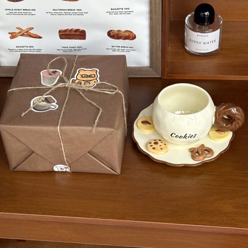 Ins Style High Color Value Design Sense Coffee Cup and Saucer suit Birthday Gift Ceramic Mug Accompanying Gift Gift Box