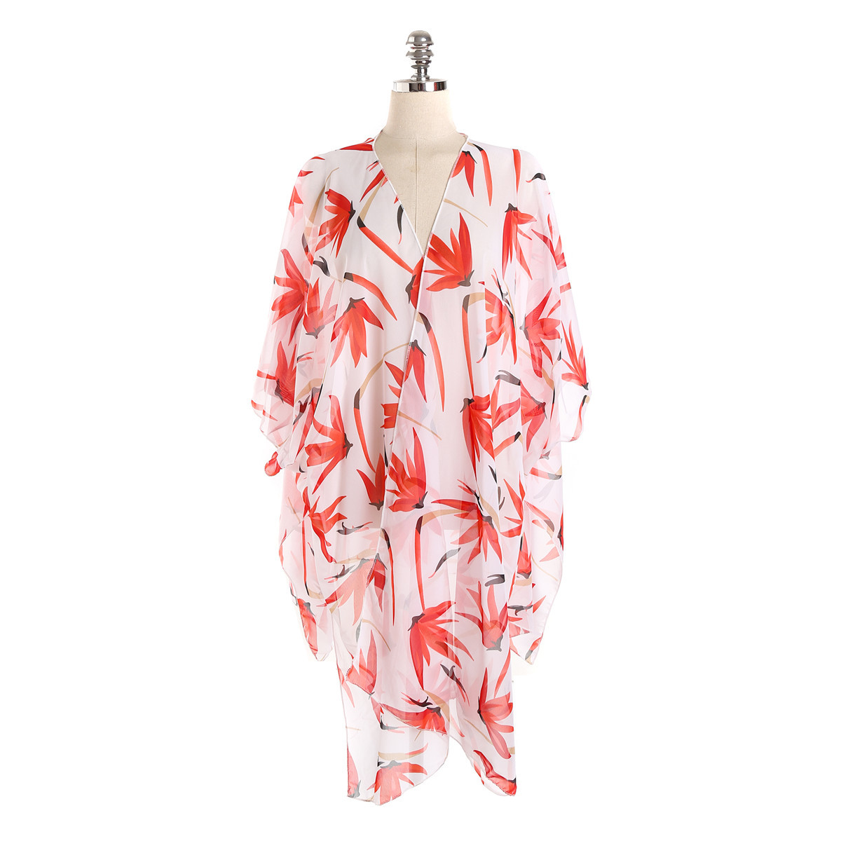 Venta caliente transfronteriza primavera y verano estilo europeo y americano corto gasa blusa de playa protección solar sombrilla kimono cardigan image 23