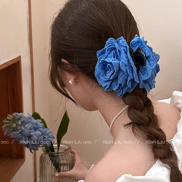 超仙仿真玫瑰花发夹后脑勺气质低马尾百合花朵抓夹氛围感百搭发饰|undefined