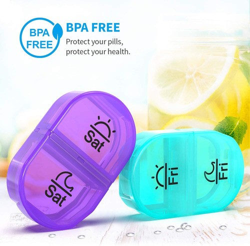 亚马逊7天14格每周药片收纳盒 AM PM每日2次维生素药物口袋药盒
