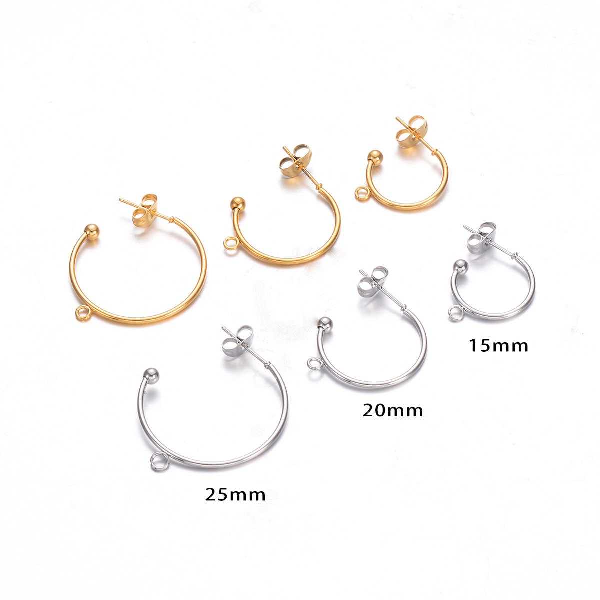 10 PCS/Package Stainless Steel Solid Color Hook Earring Findings Simple Style display picture 2