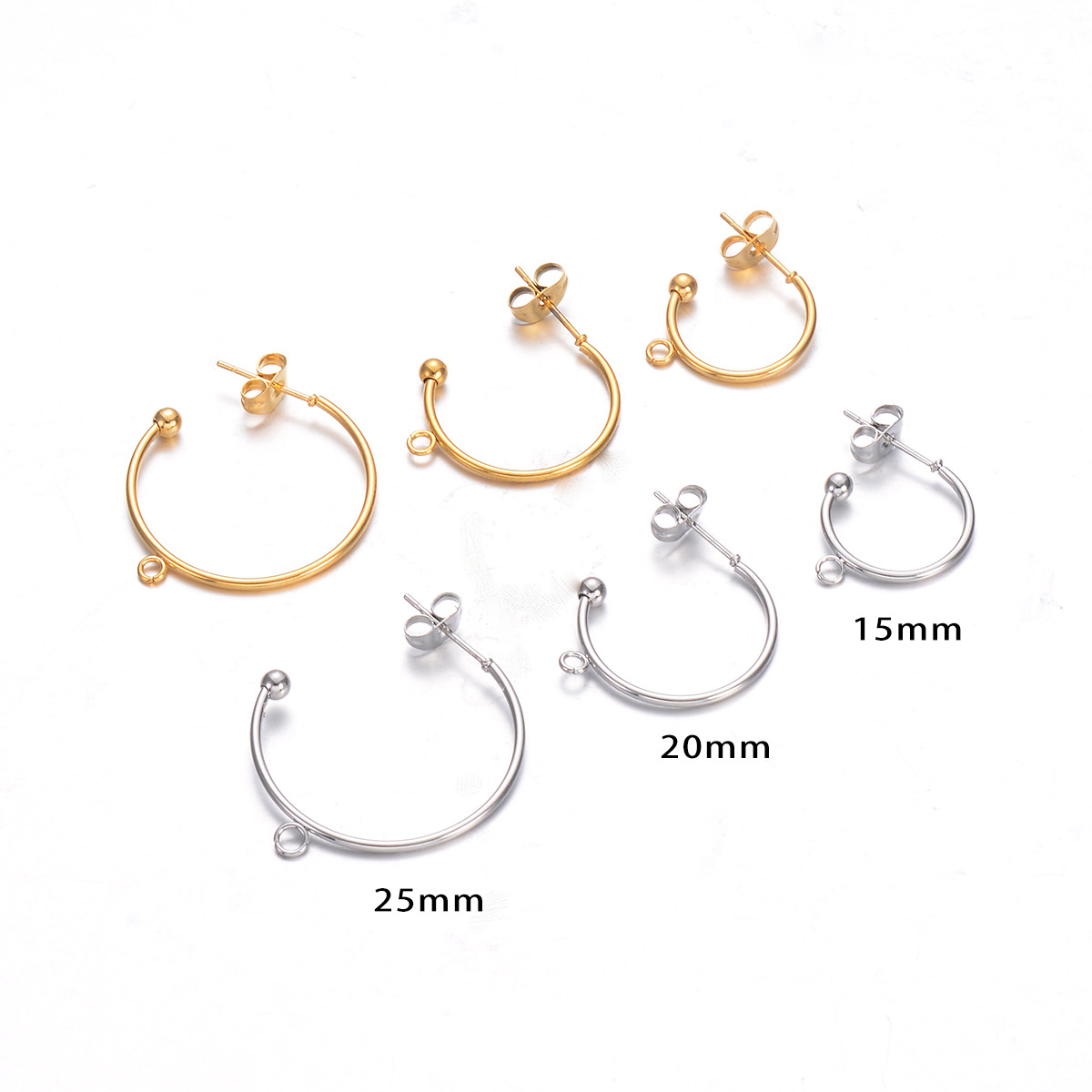 Hook Earring Findings Jewelry Making Type 10 PCS/Package Stainless Steel Solid Color Hook Earring Findings Simple Style