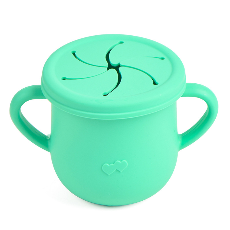 Silicona de grado alimenticio para niños snack Cup mango binaural portátil resistente a la caída con taza de paja de bebé taza de bebida de silicona