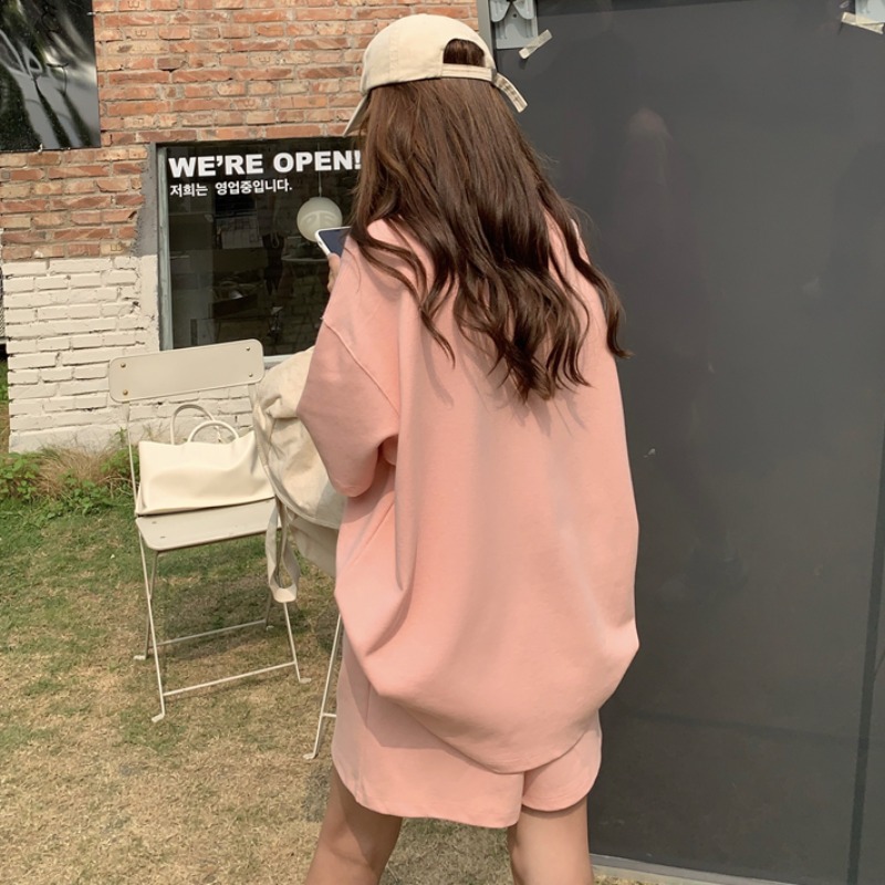 Letter Print Women's 2026 Summer Korean New Style Internet Celebrity Short-sleeve Shorts Loose Plus Size Sports_ecoleips.com
